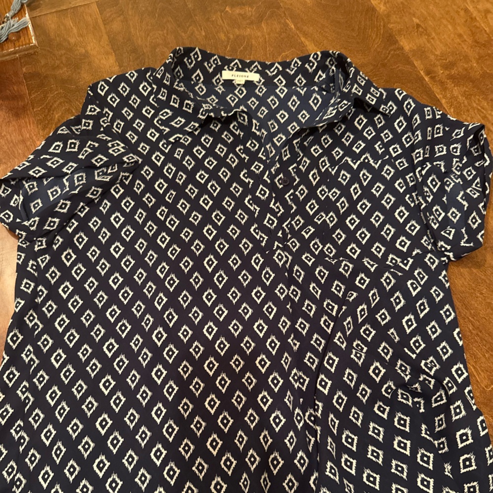 Pleione Navy and White Diamond Blouse